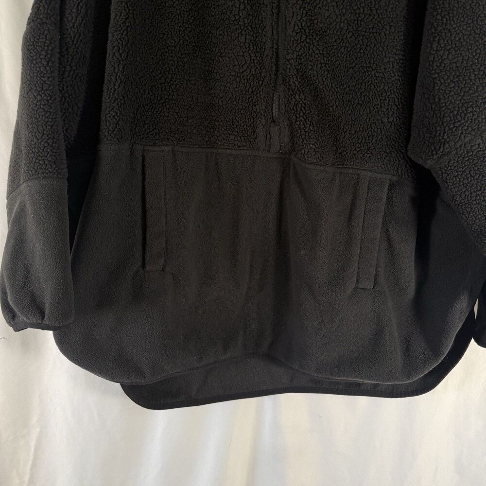 North Face Fleece Jacket Women's Large Black 1/4 Zip Mock Neck Pockets Sherpa - Picture 3 of 12